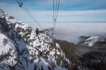 Cable railway to famous Kasprowy Wierch Peak in Tatras Mountains. Poland, Tatra National Park