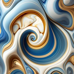 abstract background from swirls or waves in blue and golden colors, generative AI