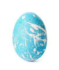 Blue Easter egg on white background