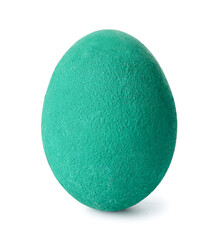 Green Easter egg on white background