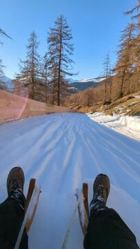 Slittare in val Sarentino, Sarntal, Bolzano