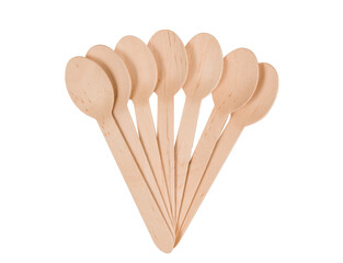wooden spoons on white background