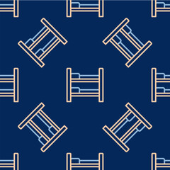 Line Bunk bed icon isolated seamless pattern on blue background. Vector