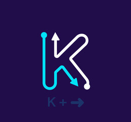 Linear letter K logo. Unique logo. Abstract letter simple rotating arrow target icon. corporate identity vector eps.