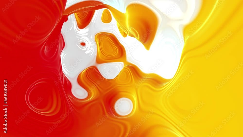Poster abstract looped three-dimensional white orange red colored infinite tunnel rotation. seamless loopin