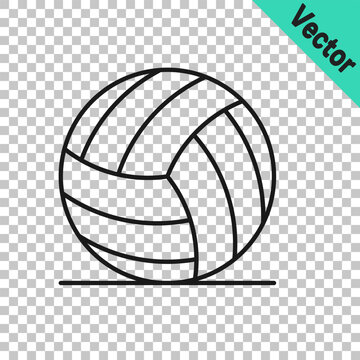 Black line Volleyball ball icon isolated on transparent background. Sport equipment. Vector