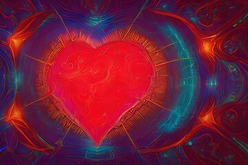 red heart background, generative ai