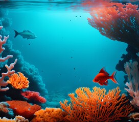 Fish with Corals, Generative AI Illustration