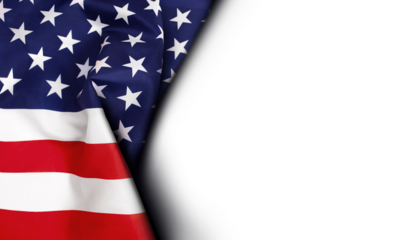 American flag on a transparent background for text