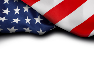American flag on a transparent background for text