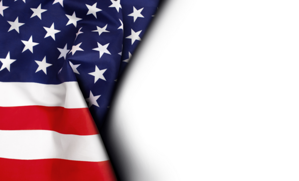 American flag on a transparent background for text