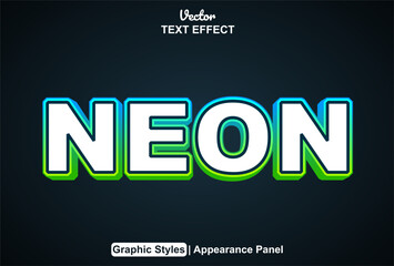 neon text effect with graphic style and editable.