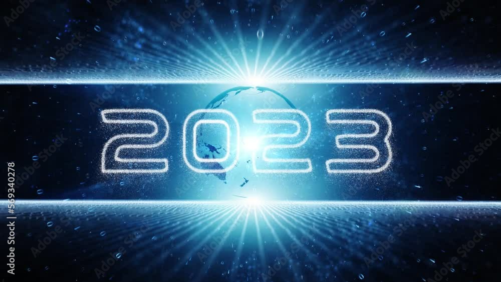 Poster looped artificial intelligence cyberspace technology in the year 2023.