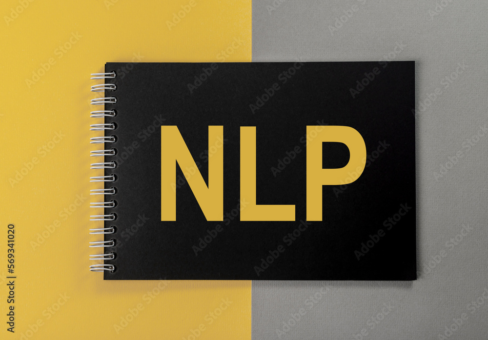 Poster neuro-linguistic programming, nlp acronym on notebook