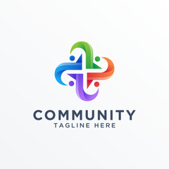 Community logo icon elements template. Community human logo template. Community health care.