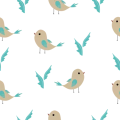 Foto op Canvas Colorful cute bird seamless pattern. Cute background for textile print, wrapping paper.Cute bird vector illustration. © Liudmyla