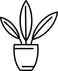 Flower pot icon outline vector. Home indoor. Garden leaf