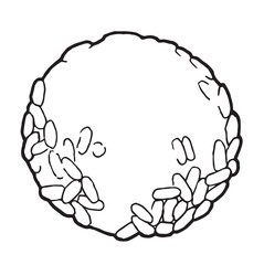 image of a rice ball, silhouette, symbol of traditional Asian food; sticker, postcard, coloring