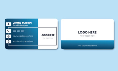 Fototapeta premium Simple and corporate business card design using gradient blue color