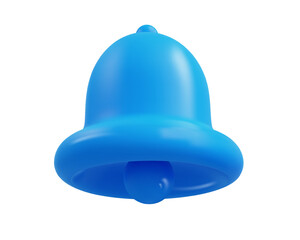Fototapeta premium Notification Bell 3d icon isolated on white background. PNG Realistic blue ringing bell for social media reminder.