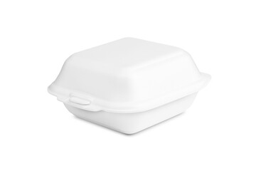 White styrofoam food box isolated on a transparent background