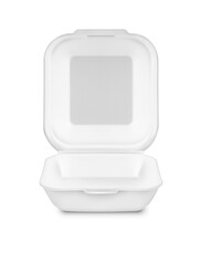 White styrofoam food box isolated on a transparent background