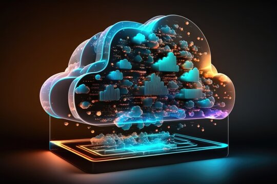 Cloud computing technology concept. Futuristic illustration AI generated