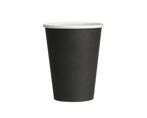 Black paper take-out coffee Cup. Isolated on a transparent background