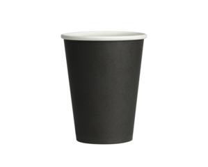 Black paper take-out coffee Cup. Isolated on a transparent background