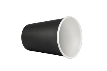 Black paper take-out coffee Cup. Isolated on a transparent background