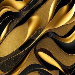 abstract luxury gradient gold and black spiral curvy wave, generative art by A.I.