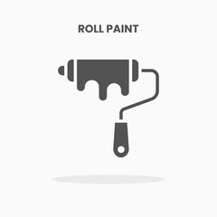 Roll Paint icon vector illustration glyph style. Great used for web, app, digital product, presentation, UI and many more.