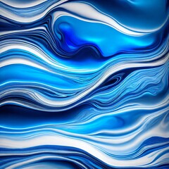 Obraz premium abstract blue and white curvy wave, generative art by A.I.