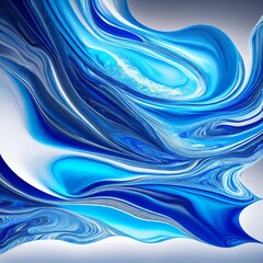 abstract blue and white curvy wave, generative art by A.I.