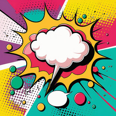 Naklejka premium Pop Art Speech Bubble Background. Illustration Generative AI