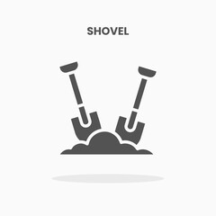 Shovel icon vector illustration glyph style. Great used for web, app, digital product, presentation, UI and many more.