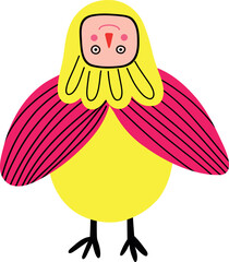 illustration of a bird in a children's doodle style