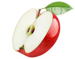 Delicious red apple half cut out