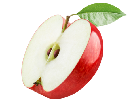 Delicious red apple half cut out