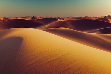 Obraz na płótnie Canvas Beautiful sand dunes in the Sahara desert. Generative AI