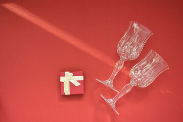 Very beautiful Valentine's gifts, on a red background.
