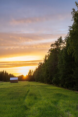 Naklejka na ściany i meble sunset in the countryside. Österbotten/Pohjanmaa, Finland