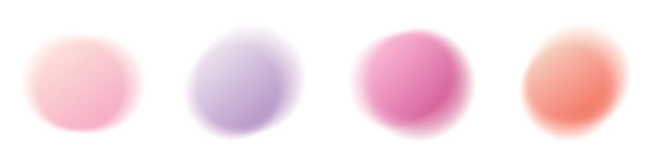 Abstract blur gradient circles set. Light color round shapes set. Vector isolated illustration