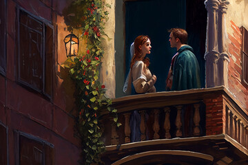 Nice Illustration of Romeo and juliet - obrazy, fototapety, plakaty