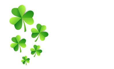 Obraz na płótnie Canvas St. Patrick's Day Background with Green Paper Shamrock png Cut Out Illustration on Transparent Background with Copy Space