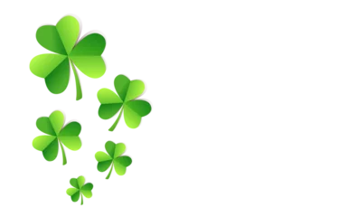 Foto op Canvas St. Patrick's Day Background with Green Paper Shamrock png Cut Out Illustration on Transparent Background with Copy Space © IrisImages