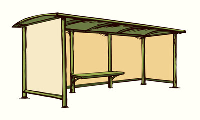 Vector drawing. Canopy of a transport stop