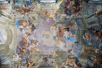 Gordijnen Beautiful painting at the ceiling of Sant'Ignazio di Loyola in Campo Marzio © pifate