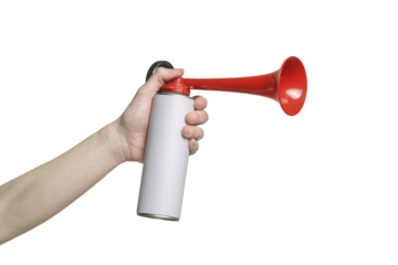 hand with air horn metal can