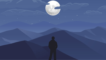 Hombre viendo la luna © Alejandro